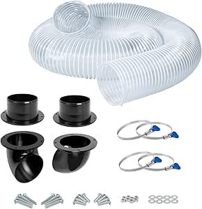 POWERTEC 4" x 10' Dust Collection Hose with 4pcs Key Hose Clamps and Elbows & Couplers Separator Kit for Table Saw, Band Saw, Planer, Jointer, Woodworking and Wood Shop Dust Collection System (70416)