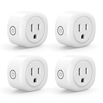 Smart Plug with Timer Function, MONGERY WiFi Outlet Compatible with Alexa, Google Home, No Hub Required, App Controlled, FCC CE Certified 4 Pack, White