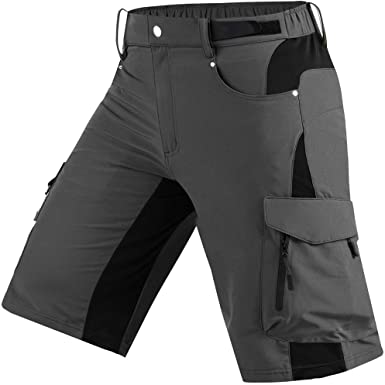 Cycorld Mens Mountain Bike Biking Shorts, Bicycle MTB Shorts, Loose Fit Cycling Baggy Lightweight Pants with Zip Pockets
