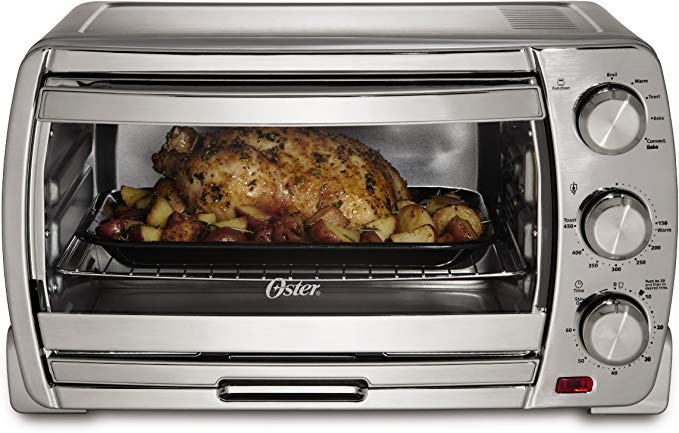 Oster Large Convection Toaster Oven, Brushed Chrome (TSSTTVSK01) (Renewed)