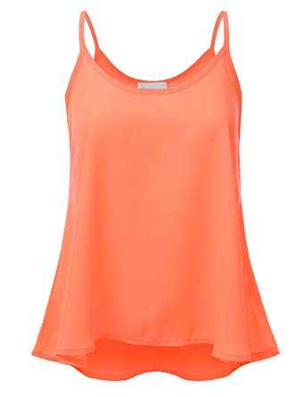JJ Perfection Womens Solid Woven Sheer Scoop Neck Blouse Tank Top