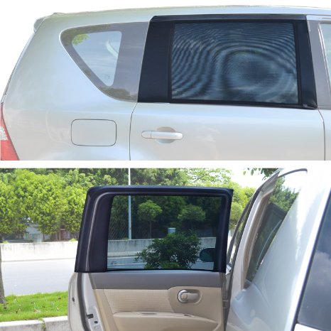 TFY Universal Car Rear Side-Door Square-Window Sunshades - For vehicles with side windows 29.5'' - 41.5'' W x 19" H (Regular Rectangular Window)