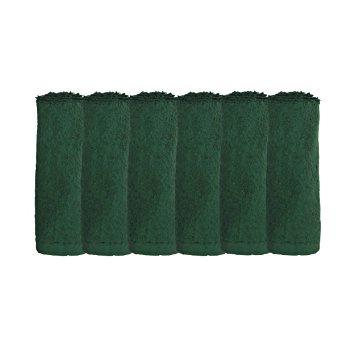 BambooMN Brand - 6 Super Soft 12" x 12" Bamboo Cotton Wash Cloth (70% Rayon from Bamboo, 30% Organic Cotton) - 535 GSM - Pine Green