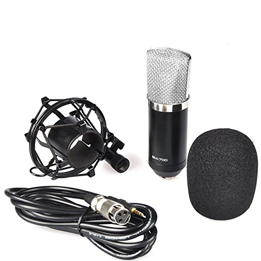 MyArmor Professional Condenser Microphone Cardioid Pro Audio Studio Vocal Recording Mic with Shock Mount (BM-700£©
