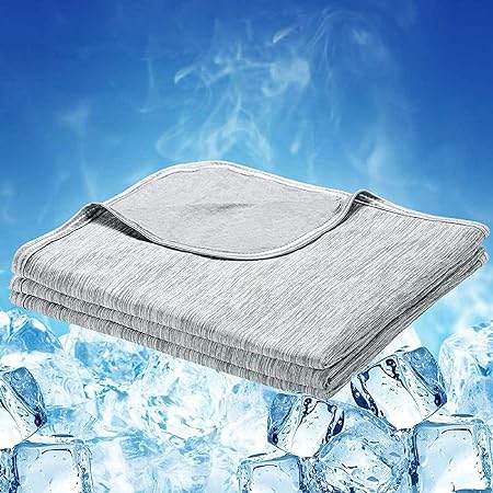 LUXEAR Cooling Blanket Japanese Q-Max 0.4 Technology Keep Cool in Hot Summer, King Size Blanket for Adults, Children, Babies. Mica Nylon and PE Cool Fabric Breathable Comfortable.(Gray)