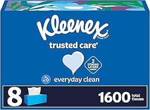 Kleenex Trusted Care Facial Tissues, 8 Flat Boxes, 200 Tissues per Box, 2-Ply, Packaging May Vary