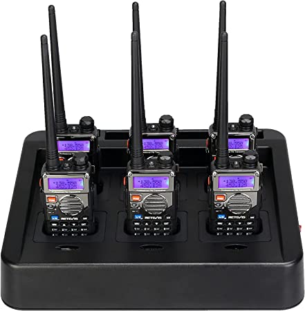 Retevis RT-5RV 2 Way Radios Walkie Talkies Long Range,High Power Walkie Talkie,Shock Resistant,Two Way Radio with Charging Station for Industrial(6 Pack)