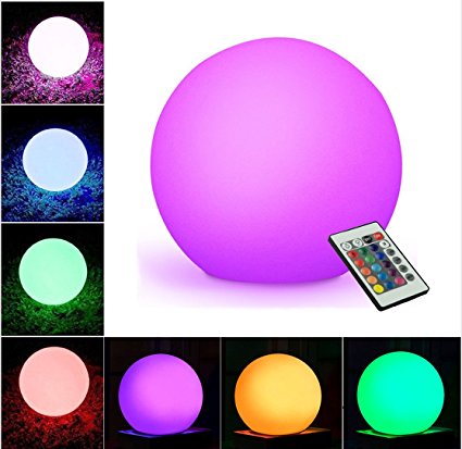 WIOR LED Decorative Balls, 5.9" Waterproof Rechargeable Mood Lamp, Color Changing Cordless Night Lights (Remote Control RGB Color Changing USB Cable DC 5V Adapter User Manual) Outdoor&Indoor Use