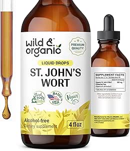 Wild & Organic St Johns Wort Tincture - St. Johns Wort Herb Supplement for Mood Support - Vegan, Alcohol Free Drops - 4 fl oz