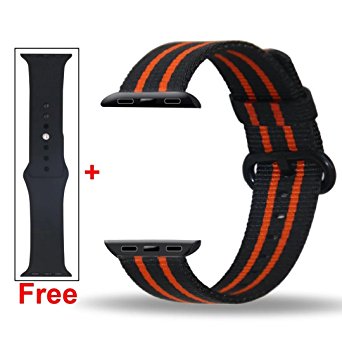 INTENY Woven Nylon Strap Buckle Replacement Wrist Bracelet with Silicone Band for Apple Watch Band Series 1 Series 2 42mm-Sunny Boy