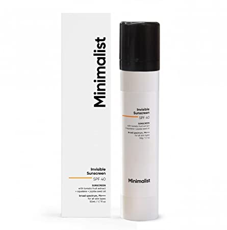 Minimalist SPF 40 Water Resistant Invisible Sunscreen | Ultra Light Gel | No White Cast | Sweat Resistant | PA    | With Tomato Extract, Squalane and Jojoba Seed Oil | For Women & Men