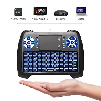 ANEWISH USB Mini Wireless Keyboard Backlit with Touchpad Mouse Combo Set Handheld 2.4 GHz Bluetooth Keyboard Remote for Android TV Box | PS3 | PC | Notebook | Laptop | etc