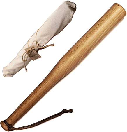 Victorer Baseball bat made of natural wood with paracord wrist strap - wrapped as a gift - perfect for self-defense or decoration