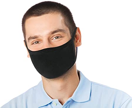 3 Pk Unisex Black Washable Reusable Face & Mouth Cover for Men and Women - 2 Layers Breathable Cotton Fabric Made in USA