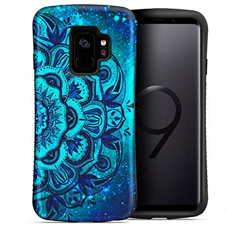 Galaxy S9 Case, ZUSLAB Pattern Design Armor, Shockproof Rubber Bumper, Drop Resistant Heavy Duty Protective Cover For Samsung S9, 2018 (Blue Mandala)
