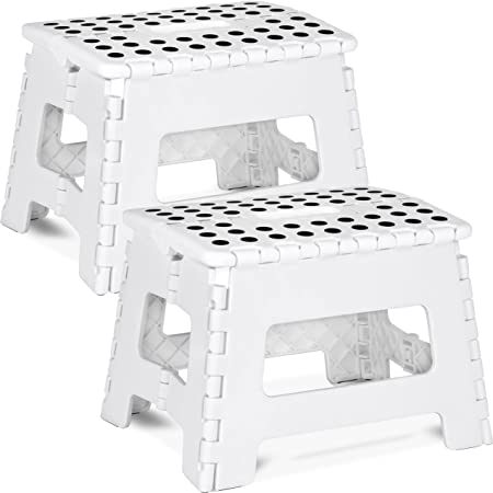 Utopia Home Foldable Step Stool for Kids - 11 Inches Wide and 8 Inches Tall - Holds Up to 300 lbs - Lightweight Plastic Design (White, Pack of 2)