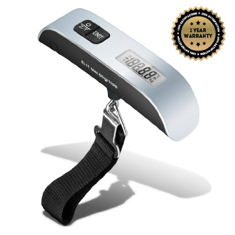 Lagute Portable Digital Luggage Scale Gadget Weighing Suitcase 110lbs Pounds with Temperature Sensor and Tare Function