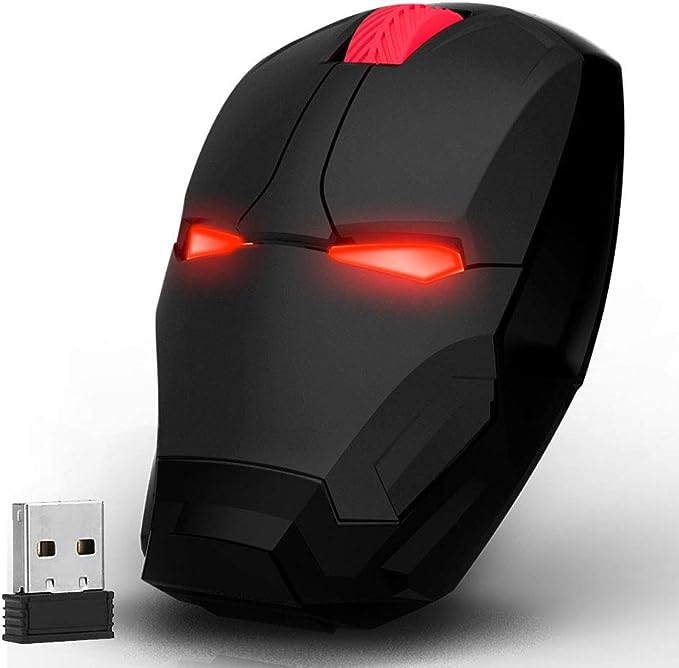 Mikayoo Ergonomic Wireless Mouse, Cool Iron Man Mouse 2.4G Portable Mobile Computer Mouse with USB Nano Receiver for Notebook, PC, Laptop, Computer, MacBook, Responds up to 50 ft