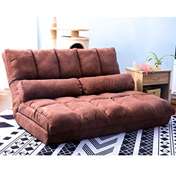 Harper&Bright designs Chaise Lounge Sofa Chair Floor Couch with Lumbar Cushion (Brown)