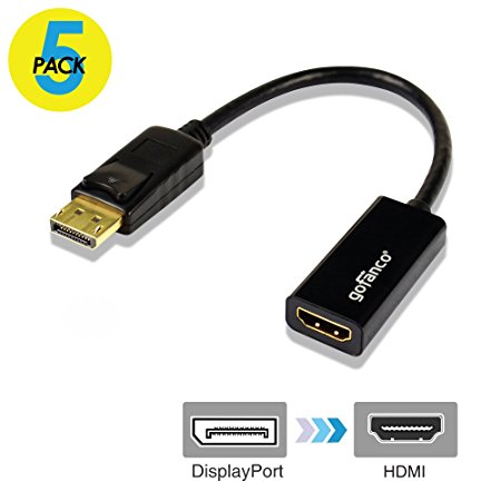 gofanco [5-pack] DisplayPort to HDMI Adapter (Black) - Male to Female for DisplayPort Enabled Desktops and Laptops to Connect to HDMI Displays