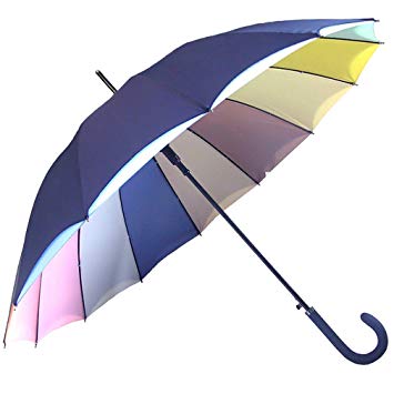 Chrysalin Blue Drop Double Canopy Automatic Umbrella Polyester Pastel Rainbow, 88cm, Navy