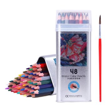 Kottle Watercolor Pencils Eco-friendly, Non-toxic Colored Pencils Set with Paint Brush, 48-color Drawing Pencils for Coloring Book