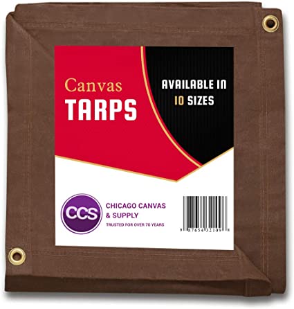 CCS CHICAGO CANVAS & SUPPLY Canvas Tarpaulin, Brown, 8 by 10 Feet (Available in 9 More Sizes)