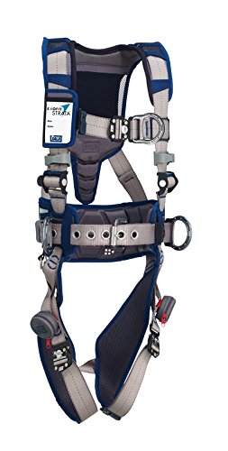 3M DBI-SALA 1112555 ExoFit STRATA, Aluminum Back/Front/Side D-Rings, Locking QC Buckles with Sewn in Hip Pad & Belt, Small, Blue/Gray