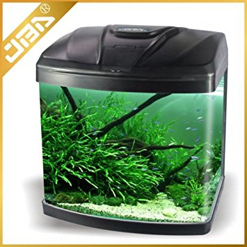 48L Medium Nano Starter Aquarium Fish Tank Tropical/Coldwater with Integrated LED Light - Free Next Day Delivery (48 LITRE, BLACK)