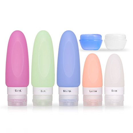 ZOADLE Travel Bottles Set for Liquids - TSA Approved Leak Proof Silicone Cosmetic Travel Containers with Labels and Clear Travel Bag, for Shampoo, Conditioner, Lotion, Toiletries (3 oz   1.25 oz)