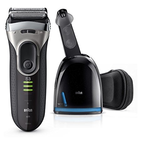 Braun Series 3 3090 Men's Electric Foil Shaver with Clean and Charge Station, Rechargeable and Cordless Razor