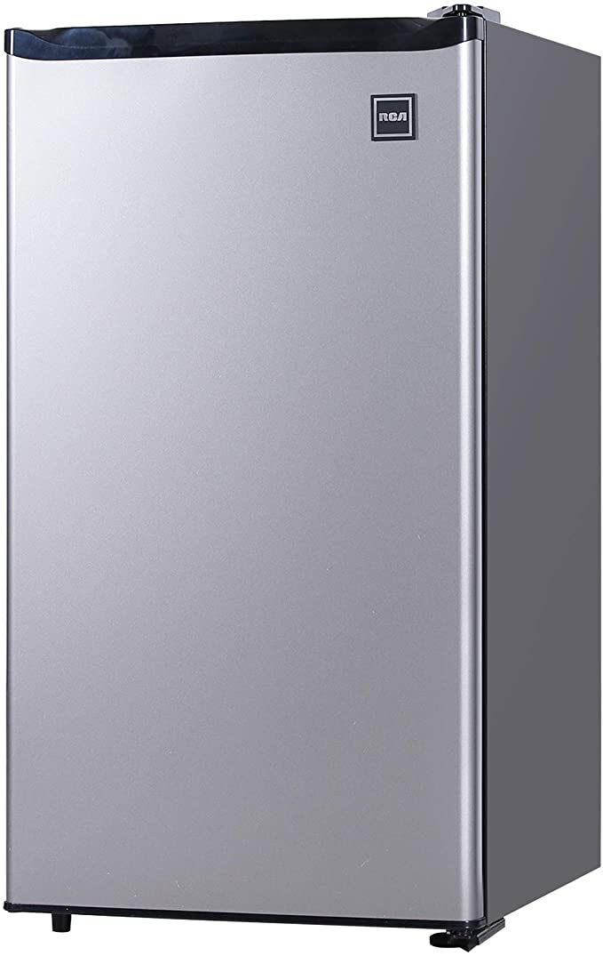 RCA RFR322-B 3.2 Cu Ft Single Door Mini Fridge with Freezer RFR322, Platinum, Stainless