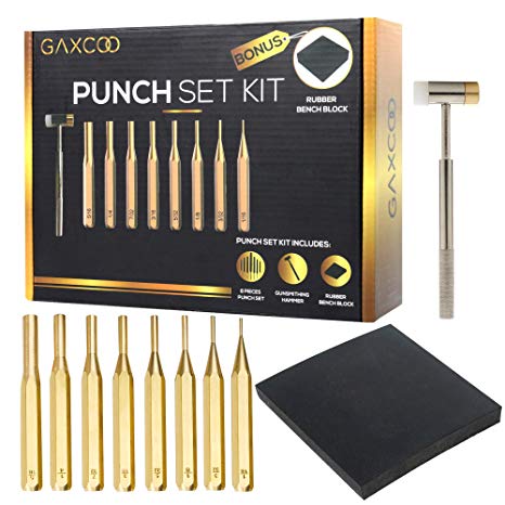 Brass Punch Set, Hammer Bench Block Kit | Gunsmithing, Gun Repair Tools Kit With Steel, Plastic for Armorers, Watch, Jewelry, and Craft