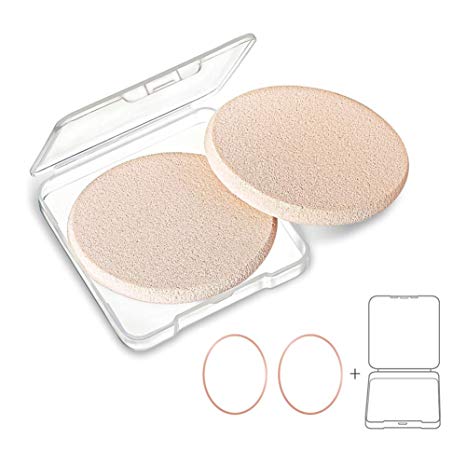 KOOBA 2pcs Oval Makeup Sponges with 1 Travel Case, Beauty Face Primer Compact Powder Puff, Blender Sponge Replacement for Cosmetic Flawless Foundation, Sensitive and All Skin Types
