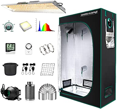 MARS HYDRO Grow Tent Kit Complete TSL2000W Full Spectrum Dimmable LED Grow Light 2x4ft Indoor Grow Tent Kit 48''x24''x71'' Hydroponics Grow Tent 1680D Canvas with 4” Ventilation Kit for Grow Setup Kit Grow House