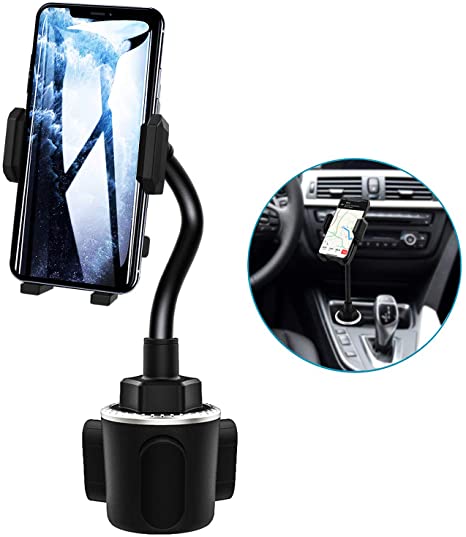 EXSHOW Cell Phone Cup Holder for Car, Gooseneck Cup Holder Phone Mount with Anti-Shake Design for iPhone 11 Pro Max 11 XR XS 8 Plus 7 6S, Samsung S10  S10 S9 S8, Note10 10  Plus, Google, LG, Moto etc