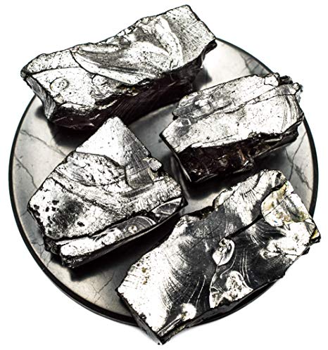 Wallystone Gems Elite Noble Shungite Stones Silver Bulk Lot Natural 4 pcs 10-15g for Water & Jewelry Making from Russia