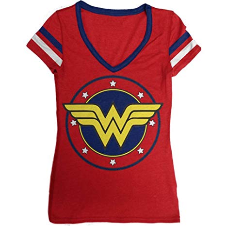 Wonder Woman DC Comics Logo V-Neck Junior's T-Shirt