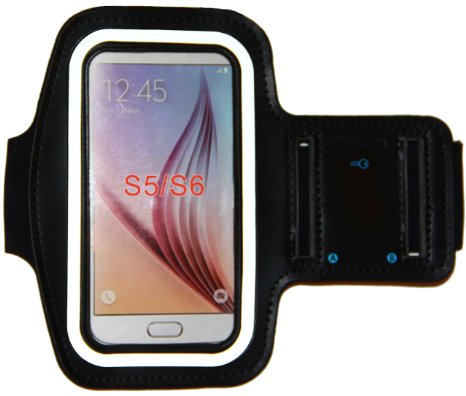Galaxy S5S6 iPhone 66S 47 Armband with Key Holder and Adjustable Reflective Band Black