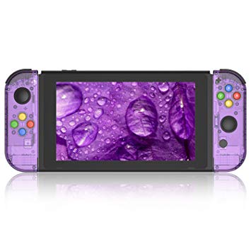 BASSTOP Portable DIY Replacement Housing Shell Case for Right Left Switch Joy-Con Controller Without Electronics (Joycon-Atomic Purple)