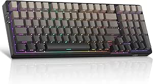 MageGee LIGHT100 Wireless Creamy Keyboard, 96% Gasket Hot Swappable Mechanical Keyboard, 2.4G/USB-C/BT5.0 RGB Backlit Gaming Keyboard for Win/Mac/PC, 8000mAh Battery, Side Printed PBT Keycaps, Black