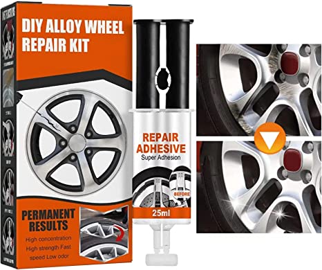 Rim Repair Kit, Car Paint Scratch Repair, Wheel Repair Kit for Rim Scratch & Rim Dent Scratch Repair, Quick Dry, Firm and Lasting, Silver Paint