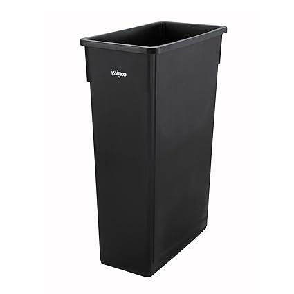 Winco 23gal Slender Trash Can, Black