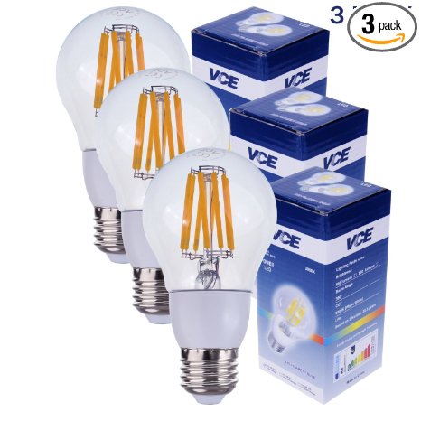 LED Filament,VCE® (3 PACK) LED Edison Light Bulb 6W,60W Equivalent,Not Dimmable,3000K