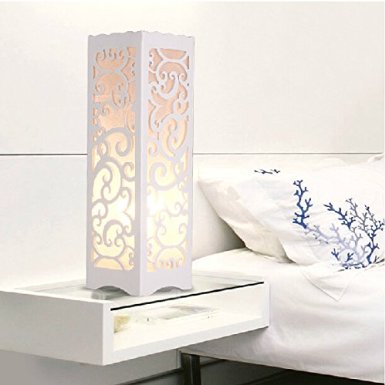 Dailyart White Table Lamp with Vine Shaped Cutout, Soft Glow Style, 3.9*3.9*13.8 Inches, E27 bulb base