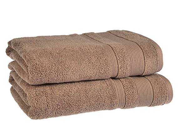 Allure Bath Fashions Luxury Supersoft Egyptian Cotton Towels 2 x Absorbent and Quick Dry Bath Towels Set 70 x 120cm 500gsm in Mocha, Light Brown, Coffee (2x Bath Towels)