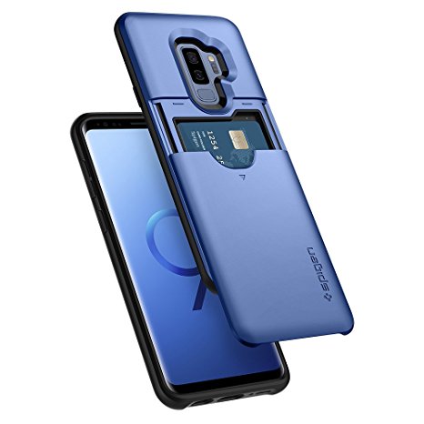 Spigen Slim Armor CS Galaxy S9 Plus Case with Slim Dual Layer Wallet Design and Card Slot Holder for Samsung Galaxy S9 Plus (2018) - Coral Blue