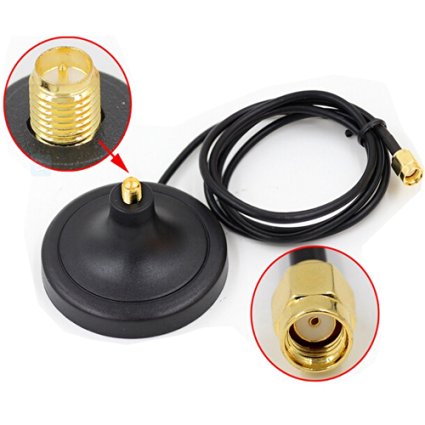 HUACAM HCM35N Wi-Fi Antenna Magnetic Stand Base RP SMA Connector with 3m Extension Cable