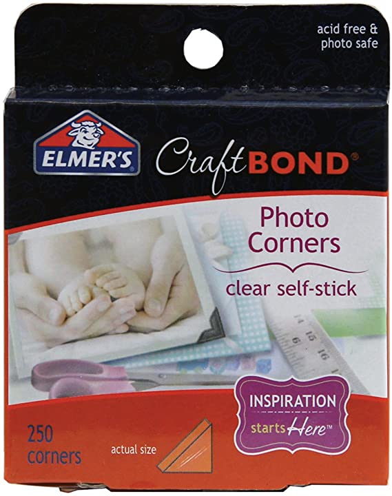 Elmer's CraftBond Photo Corners, 250 Pieces, Clear