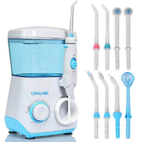 COSTWAY Power Dental Flossers with 9 Jet Tips and 10 Pressure Levels, Dental Oral Irrigator with 360-Degree Rotating Nozzle, Adults and Kids Use, Suitable for Home Family use (White)